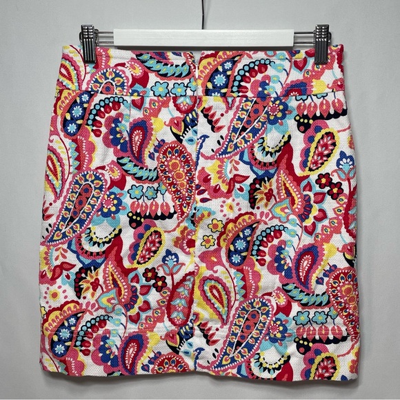 Talbots Pink Paisley A Line Textured Mini Skirt Women's Size 4P - Picture 7 of 12